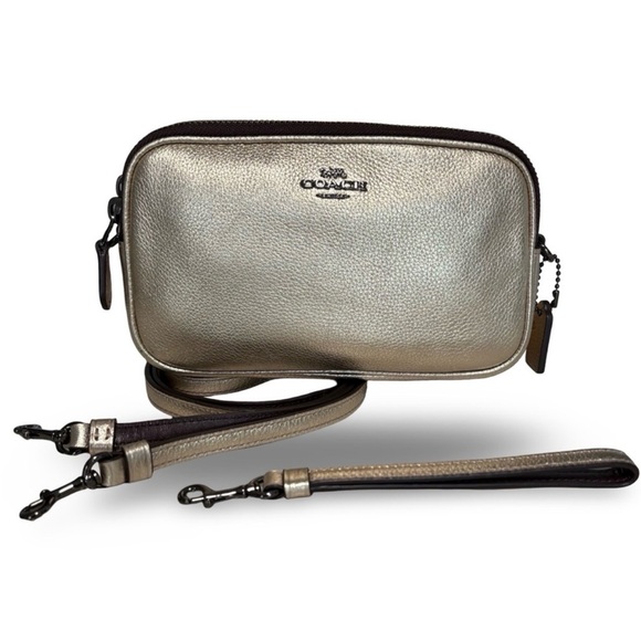 Coach Camera Bag Convertible Clutch Sadie Pebble Leather Cross Body Gold | 59952 - Picture 6 of 15